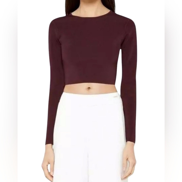 Ted Baker Tops - Ted Baker Long Sleeve Ribbed Effect Purple Crop Top Rose Gold Zip Croped Ted 1